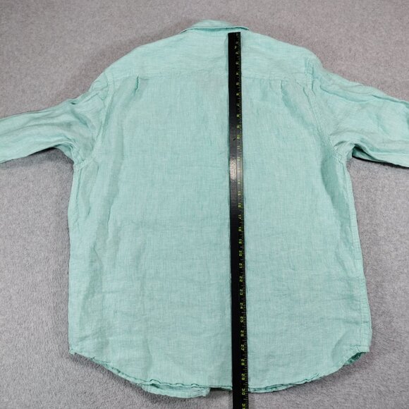 Tommy Bahama Linen Shirt Men Large Relaxed Aqua Long Sleeve Button Up Resortwear - Picture 7 of 9